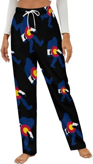 Bigfoot Sasquatch Colorado Women's Flannel Pajama Pants Fleece Lounge Sleep Bottoms PJ
