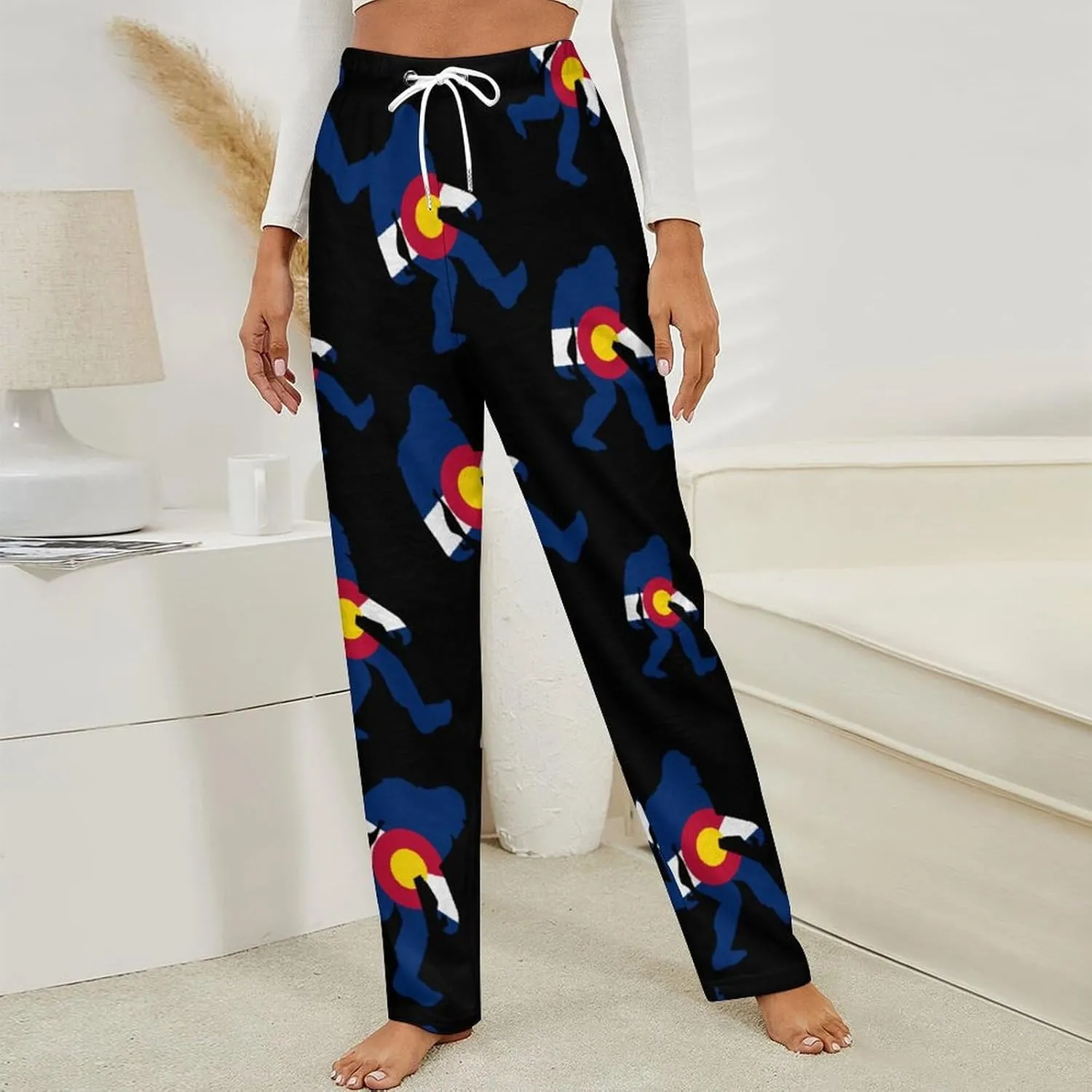 Bigfoot Sasquatch Colorado Women's Flannel Pajama Pants Fleece Lounge Sleep Bottoms PJ
