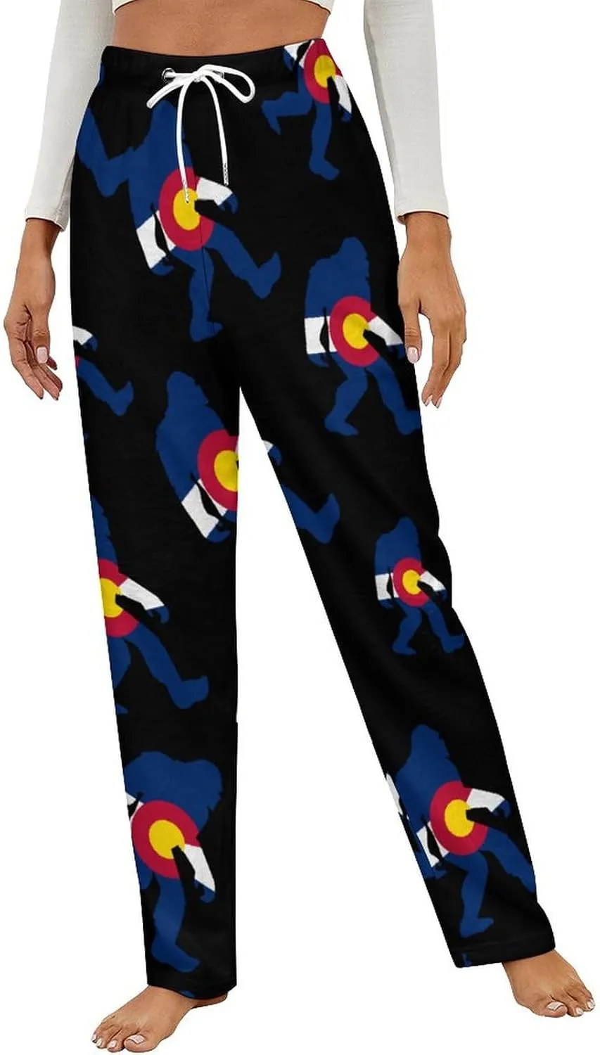 Bigfoot Sasquatch Colorado Women's Flannel Pajama Pants Fleece Lounge Sleep Bottoms PJ