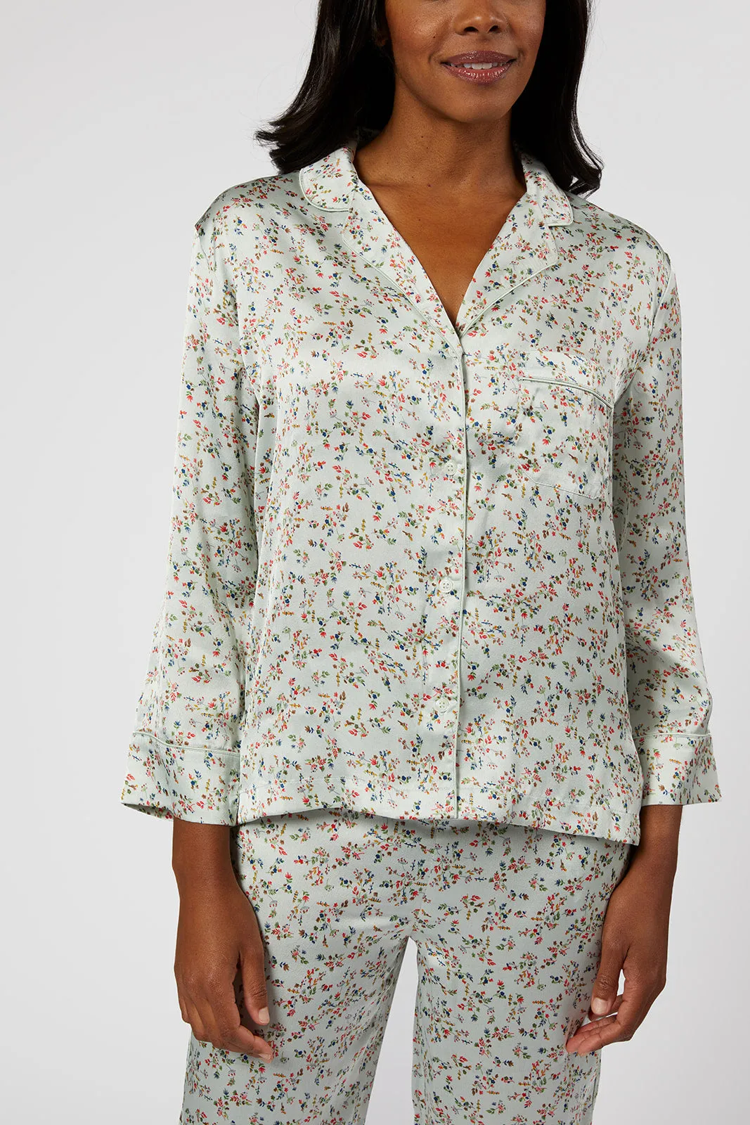 BIRDIE SATIN LONG FLORAL PAJAMAS
