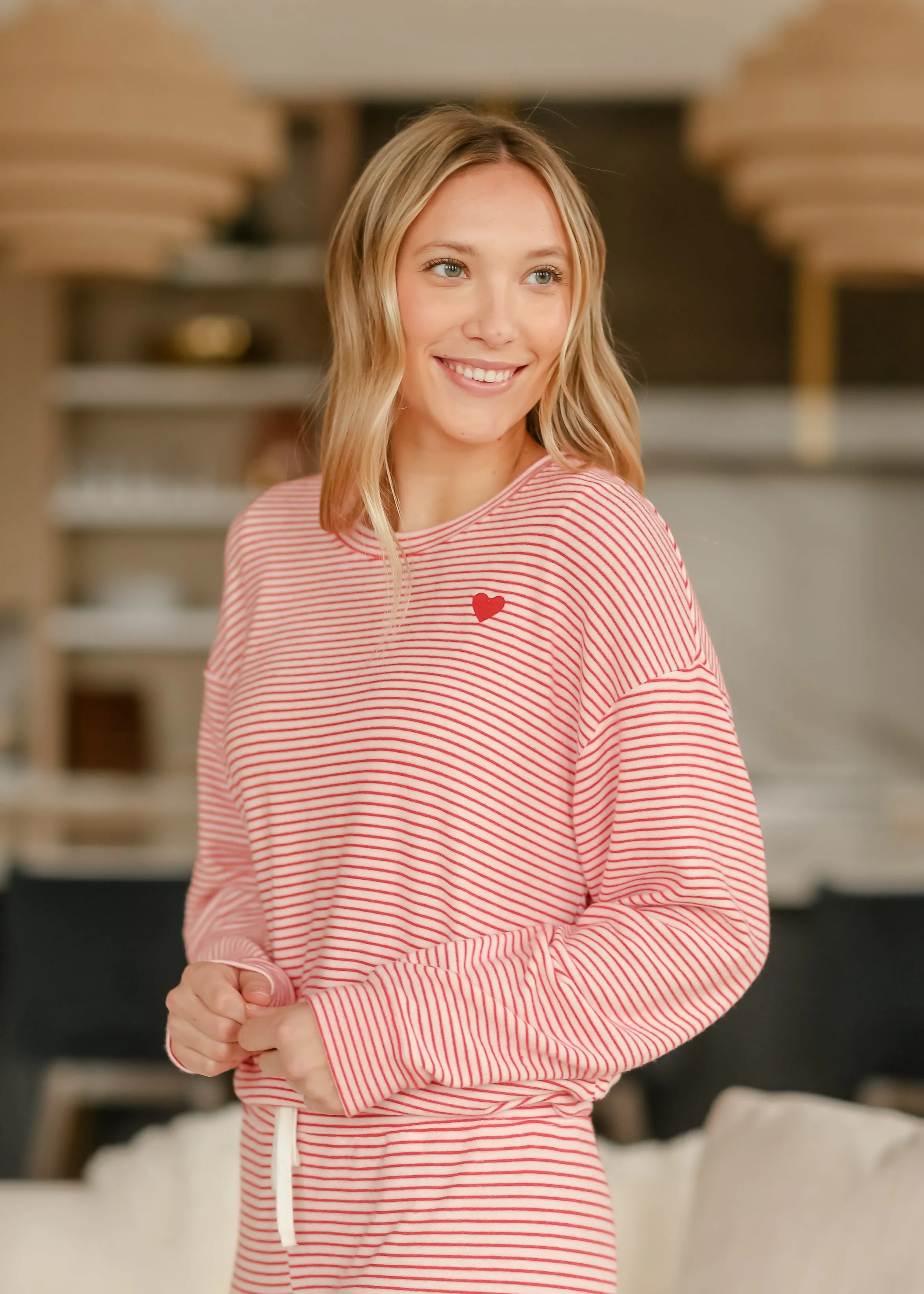 Bisous Stripe Long Sleeve Soft Lounge Top