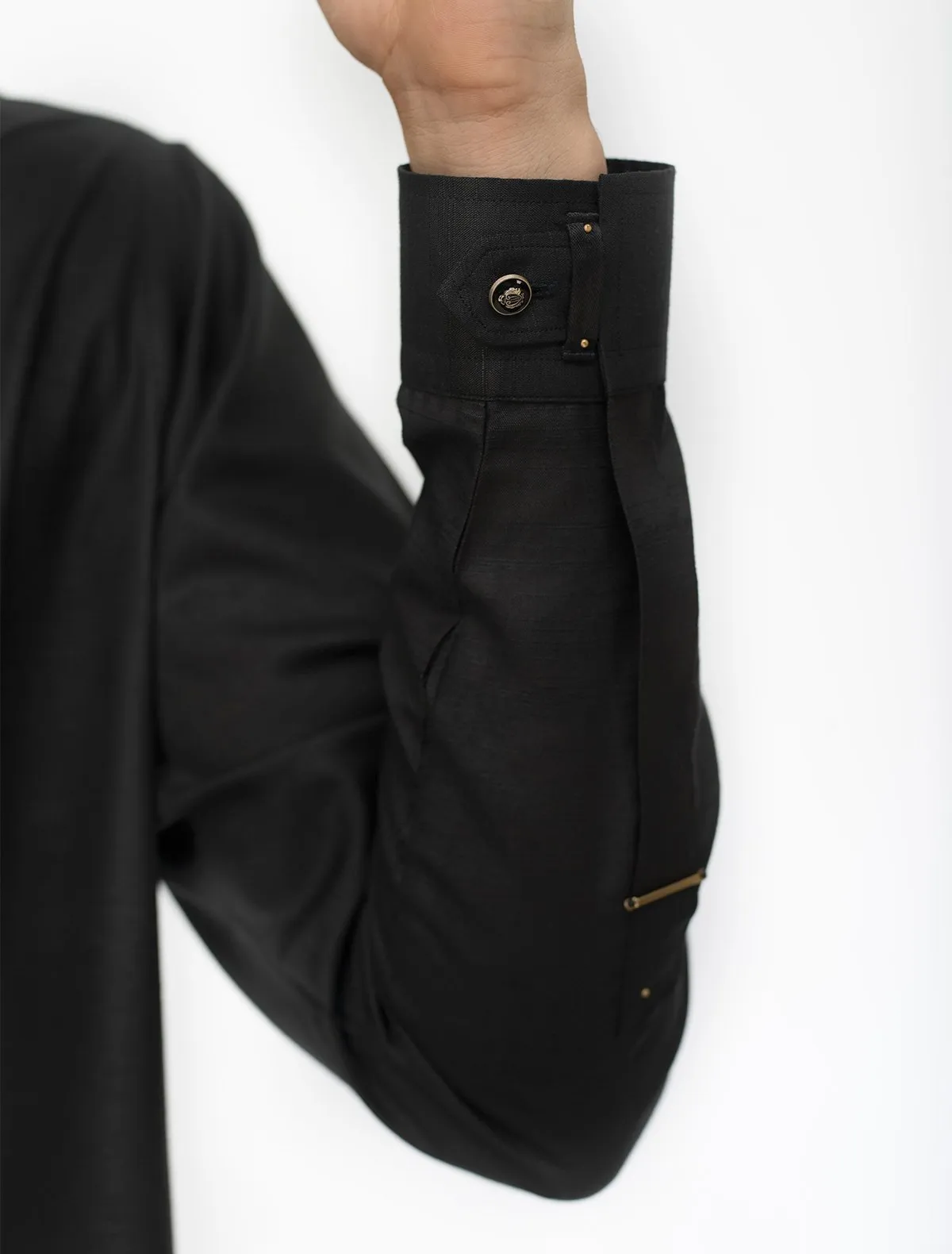 BLACK COTTON SILK KURTA PAJAMA