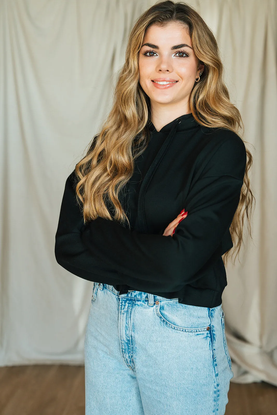 Black Cropped Hoodie