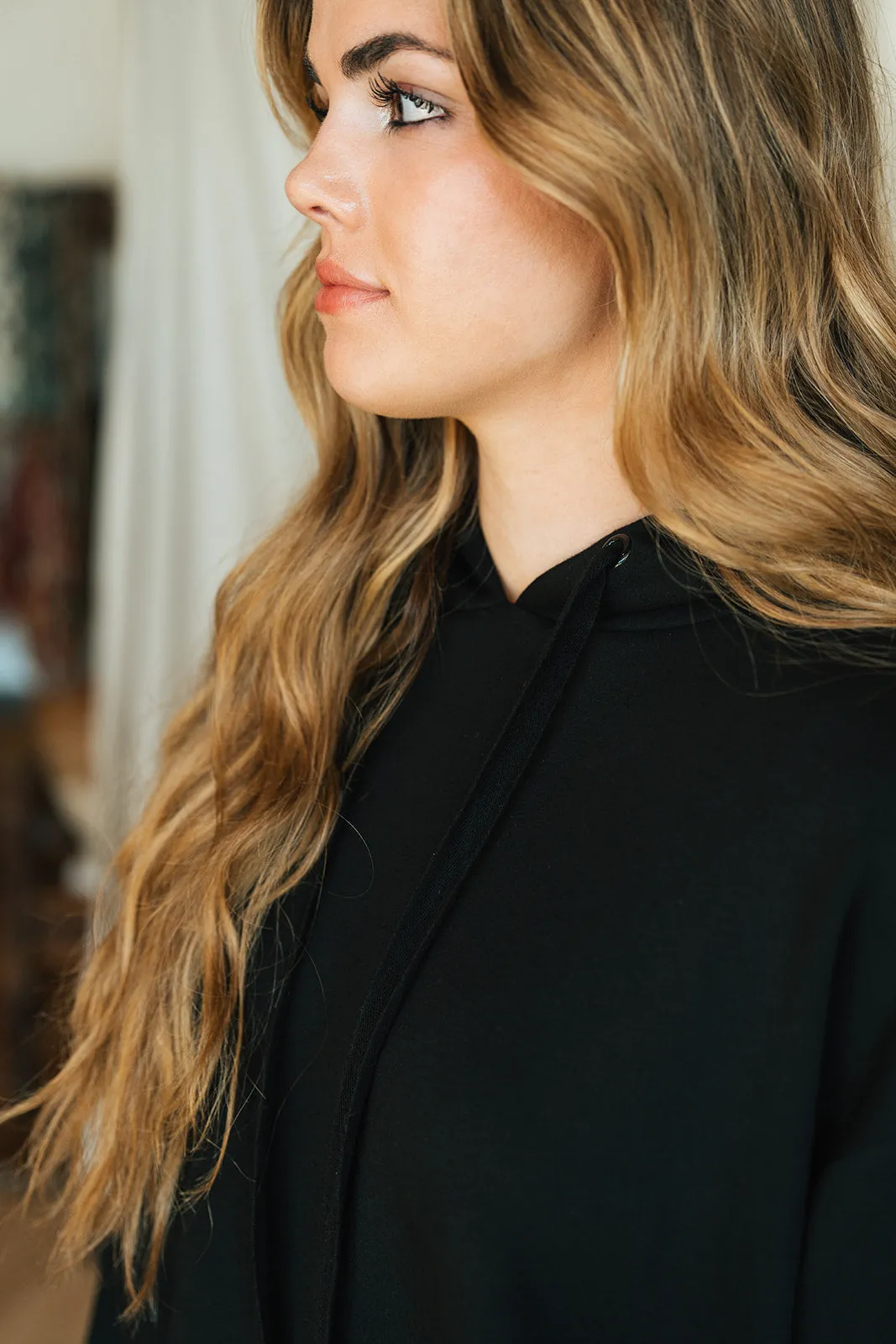 Black Cropped Hoodie