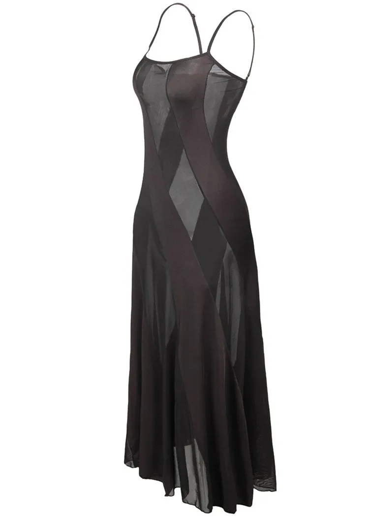 Black Lingerie Nightgowns Mesh Rotation Stitching Nighties