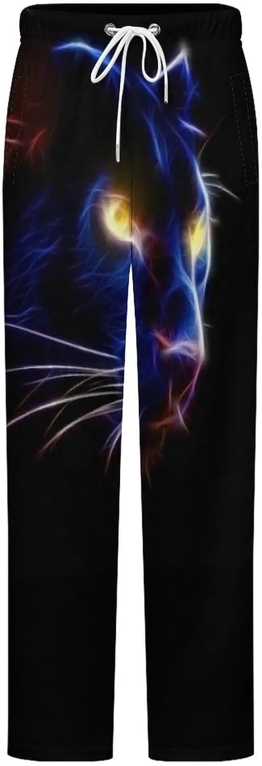 Black Panther in The Dark Women's Flannel Pajama Pants Fleece Lounge Sleep Bottoms PJ