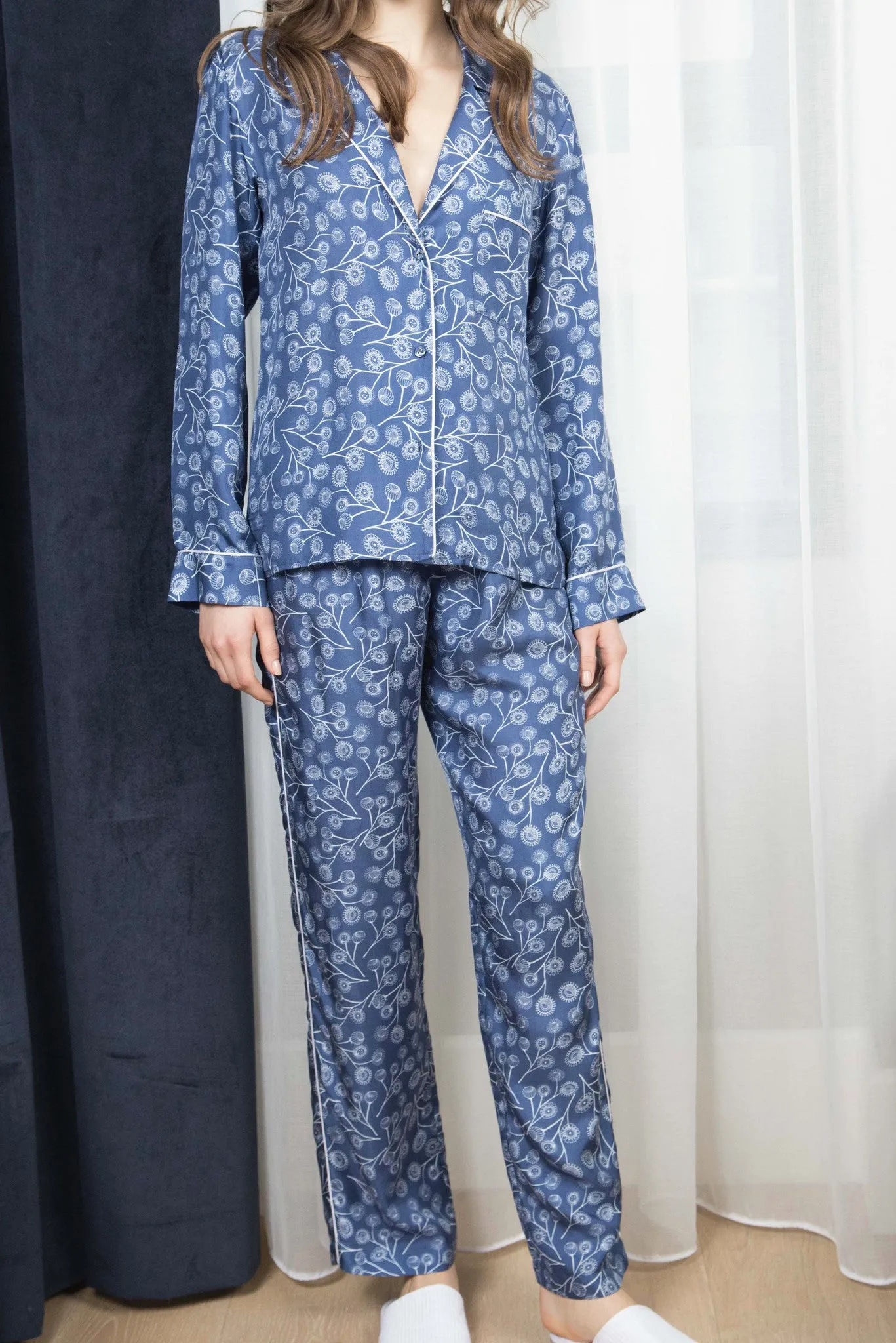 BLAIR TOP & ALLISON PANT SILK PJ SET - DANDELION