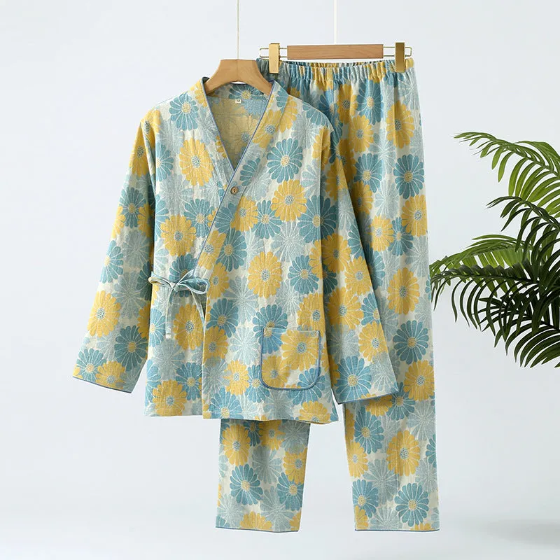 Blue Pure Cotton Floral AOP Pajama Set
