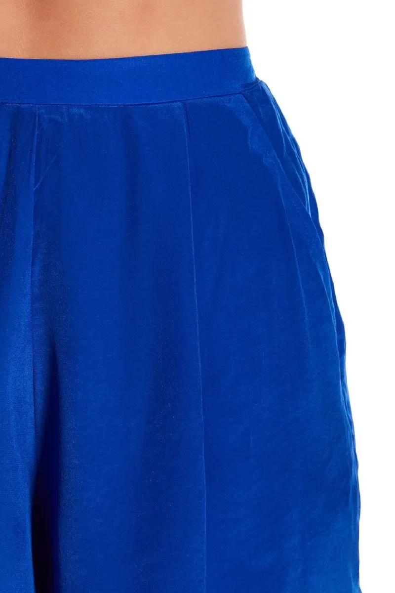 Blue Silk Shorts