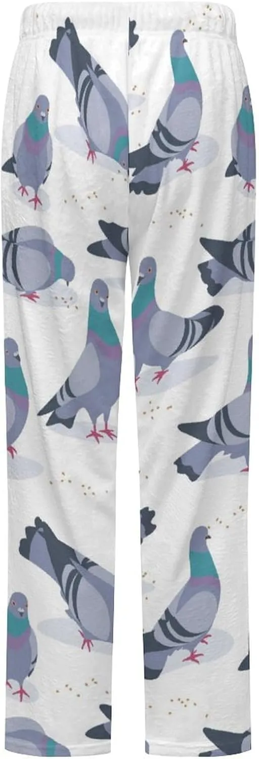 Bluish Pigeons Women's Flannel Pajama Pants Fleece Lounge Sleep Bottoms PJ