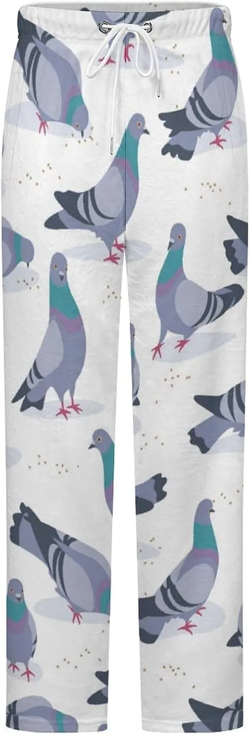 Bluish Pigeons Women's Flannel Pajama Pants Fleece Lounge Sleep Bottoms PJ