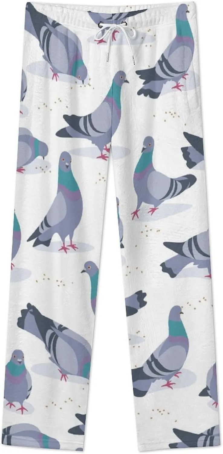 Bluish Pigeons Women's Flannel Pajama Pants Fleece Lounge Sleep Bottoms PJ