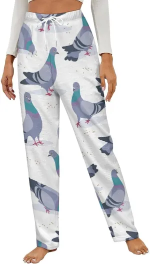 Bluish Pigeons Women's Flannel Pajama Pants Fleece Lounge Sleep Bottoms PJ