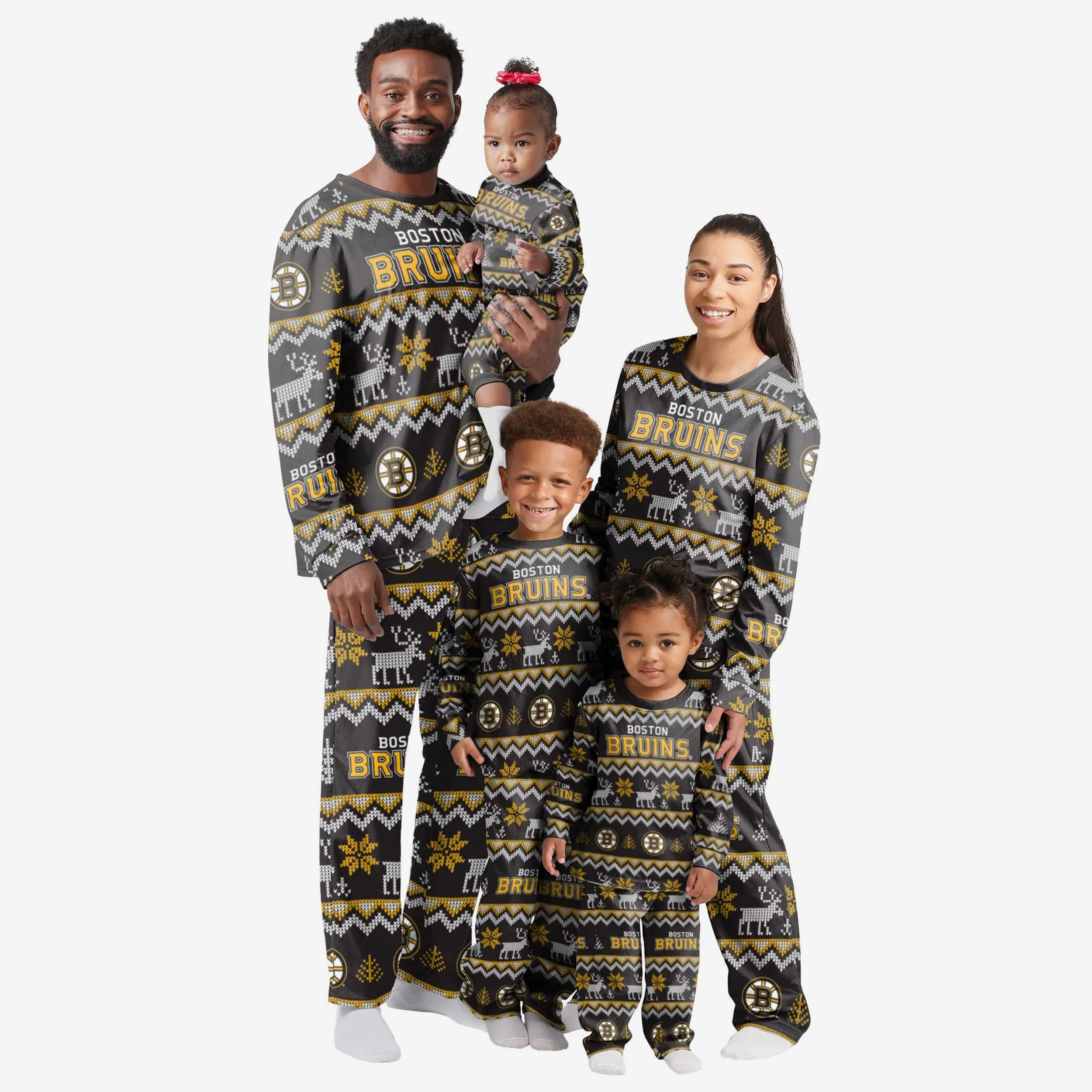 Boston Bruins Infant Ugly Pattern Family Holiday Pajamas