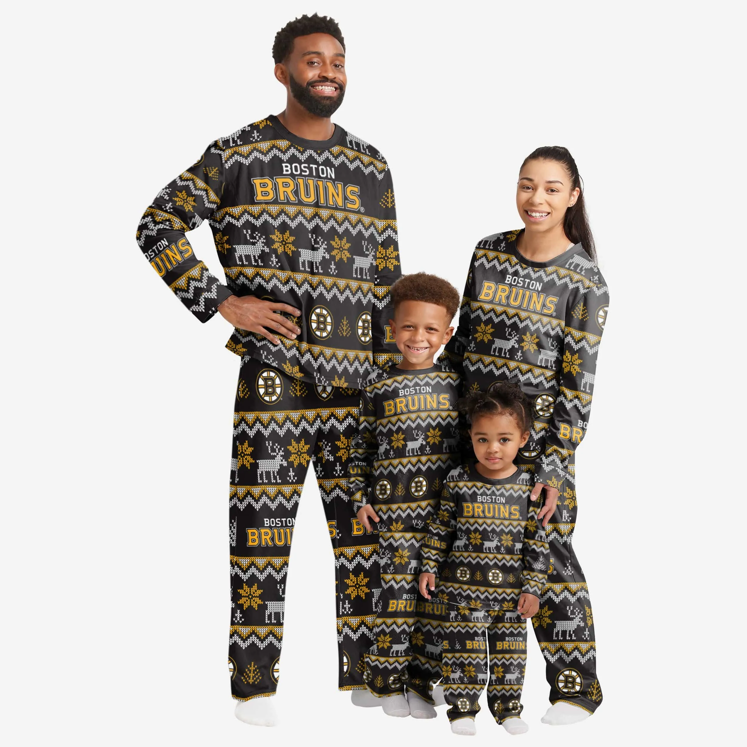 Boston Bruins Toddler Ugly Pattern Family Holiday Pajamas