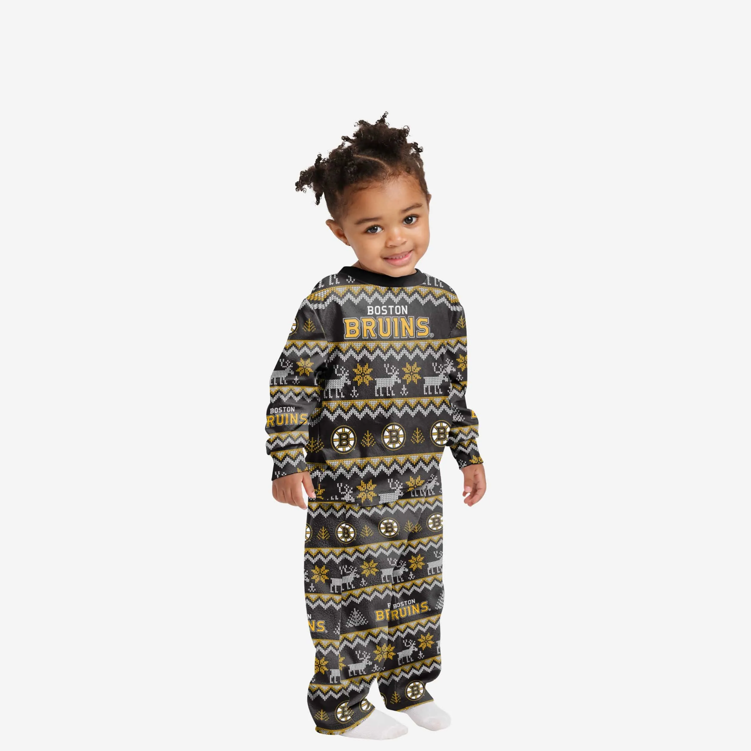 Boston Bruins Toddler Ugly Pattern Family Holiday Pajamas