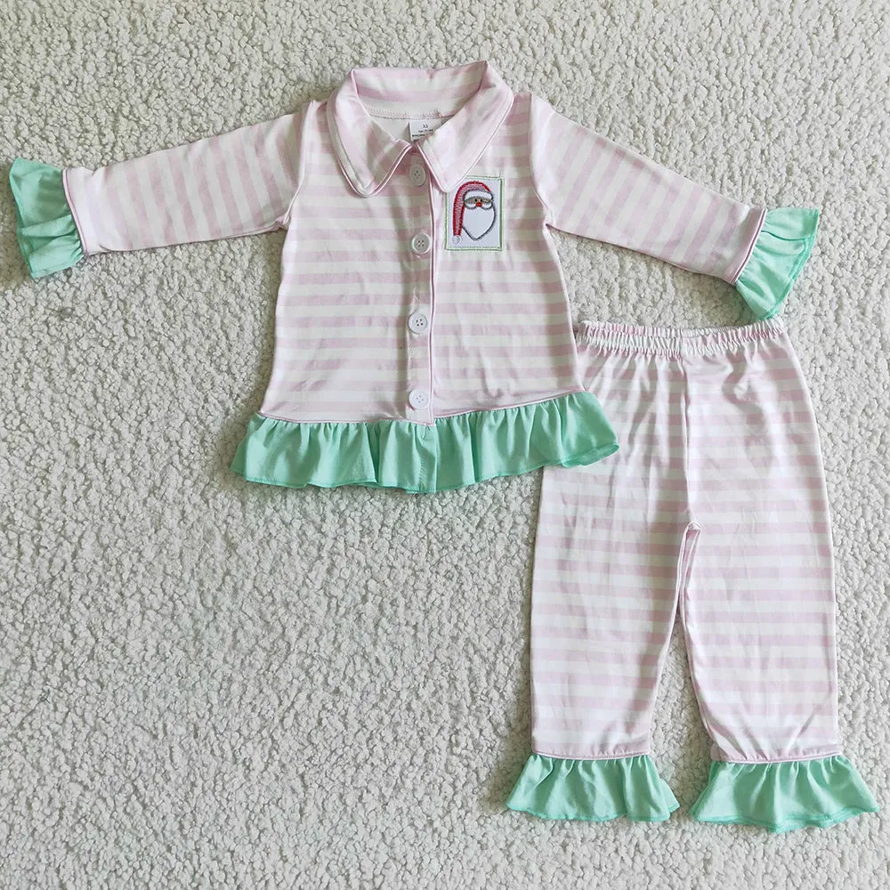 Boutique Girls Dress Sleepwear Christmas Baby Girls Nightgown Santa Claus Embroidery Clothing GLP0134 GLD0069