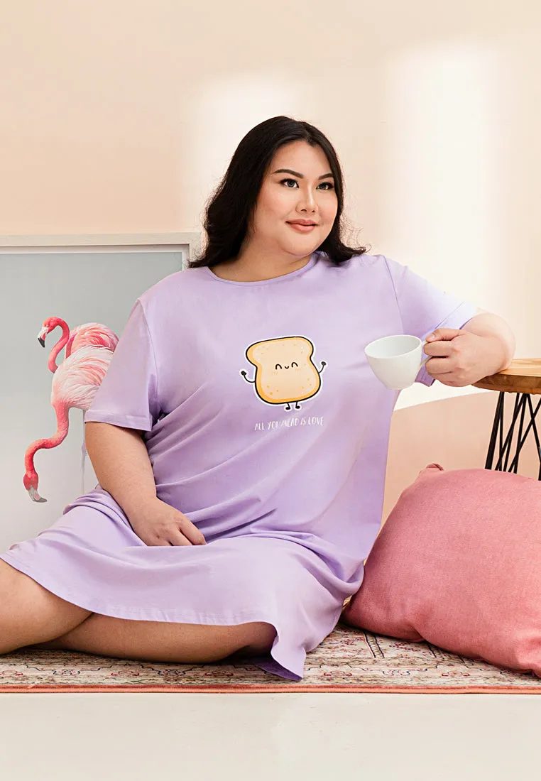 Breakfast Cotton Jersey Sleep Dress - Brown Coffee