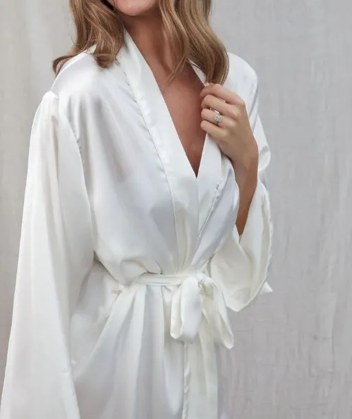 Bridal Satin Maxi Kimono Robe