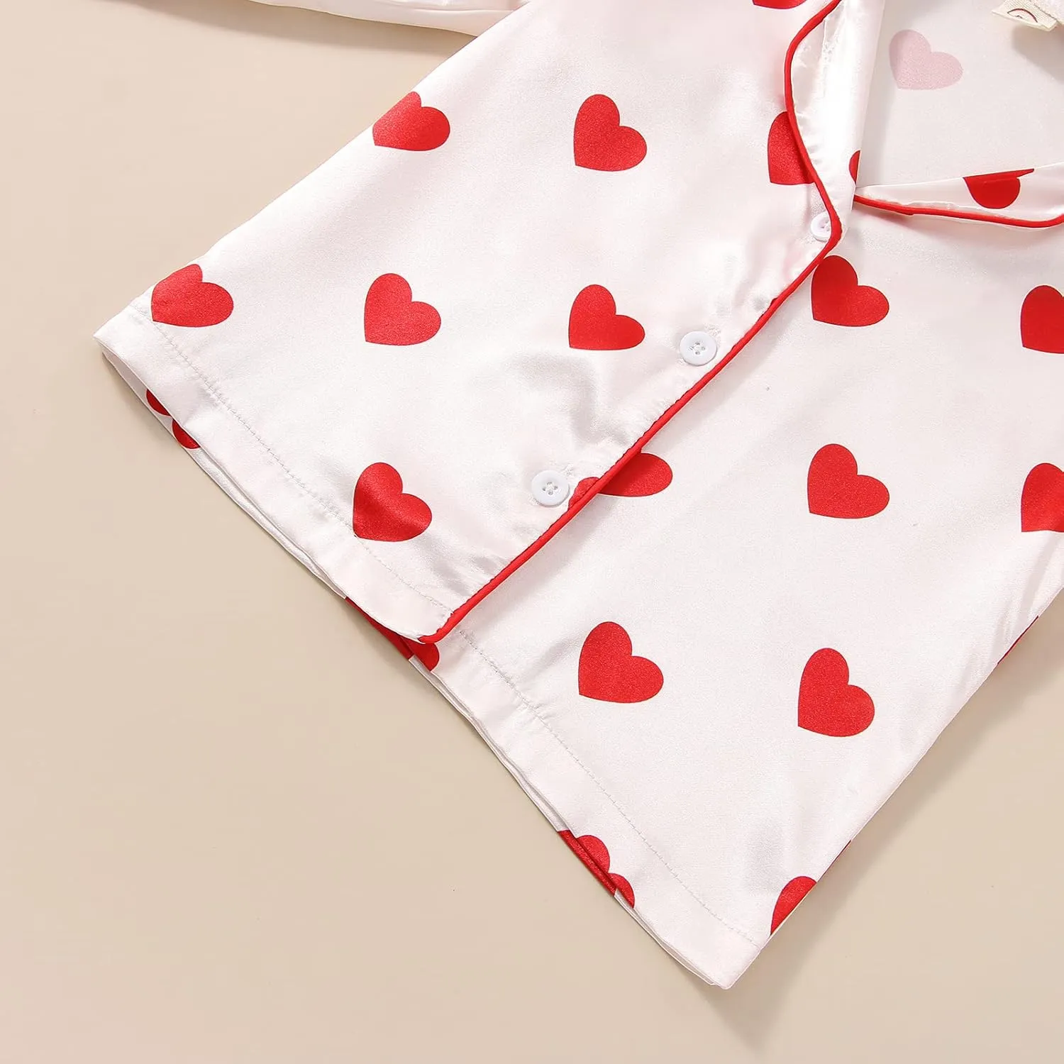 BULINGNA Kids Toddler Girl Pajamas Set Heart Print Pajamas Top Pants Satin Two Piece Pjs Sleepwear