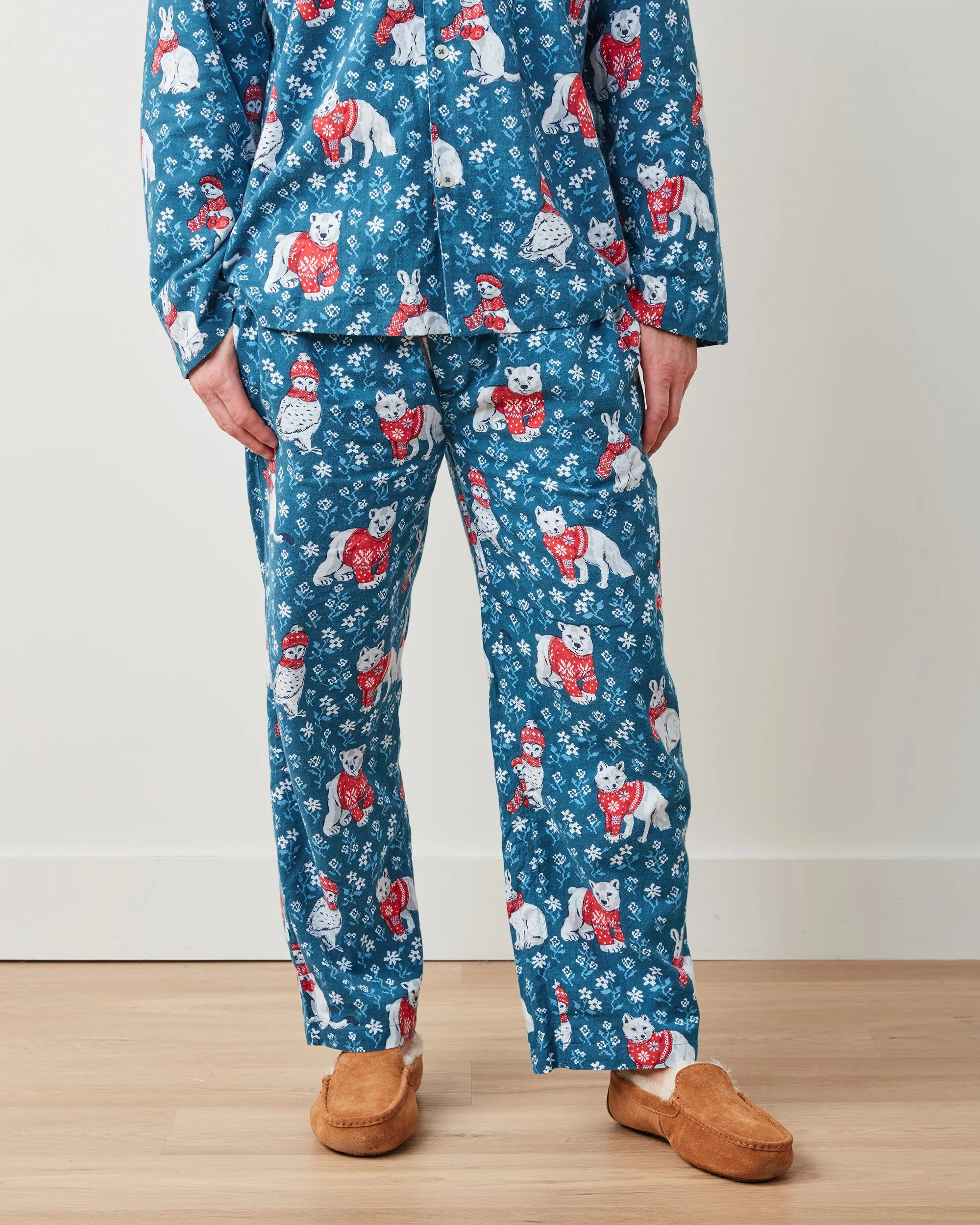 Bundled Up - Men's Lightweight Flannel Long PJ Set - Navy