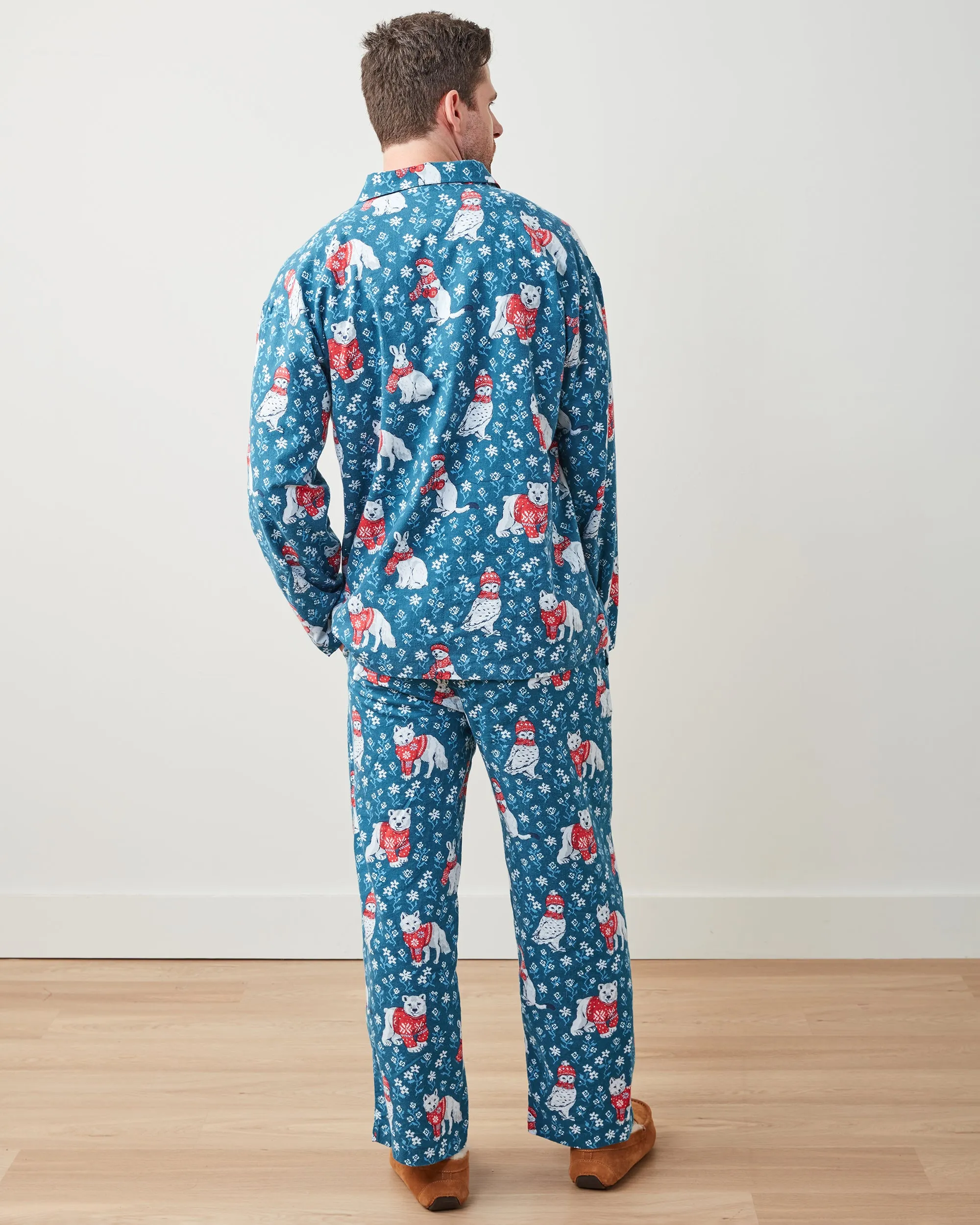 Bundled Up - Men's Lightweight Flannel Long PJ Set - Navy