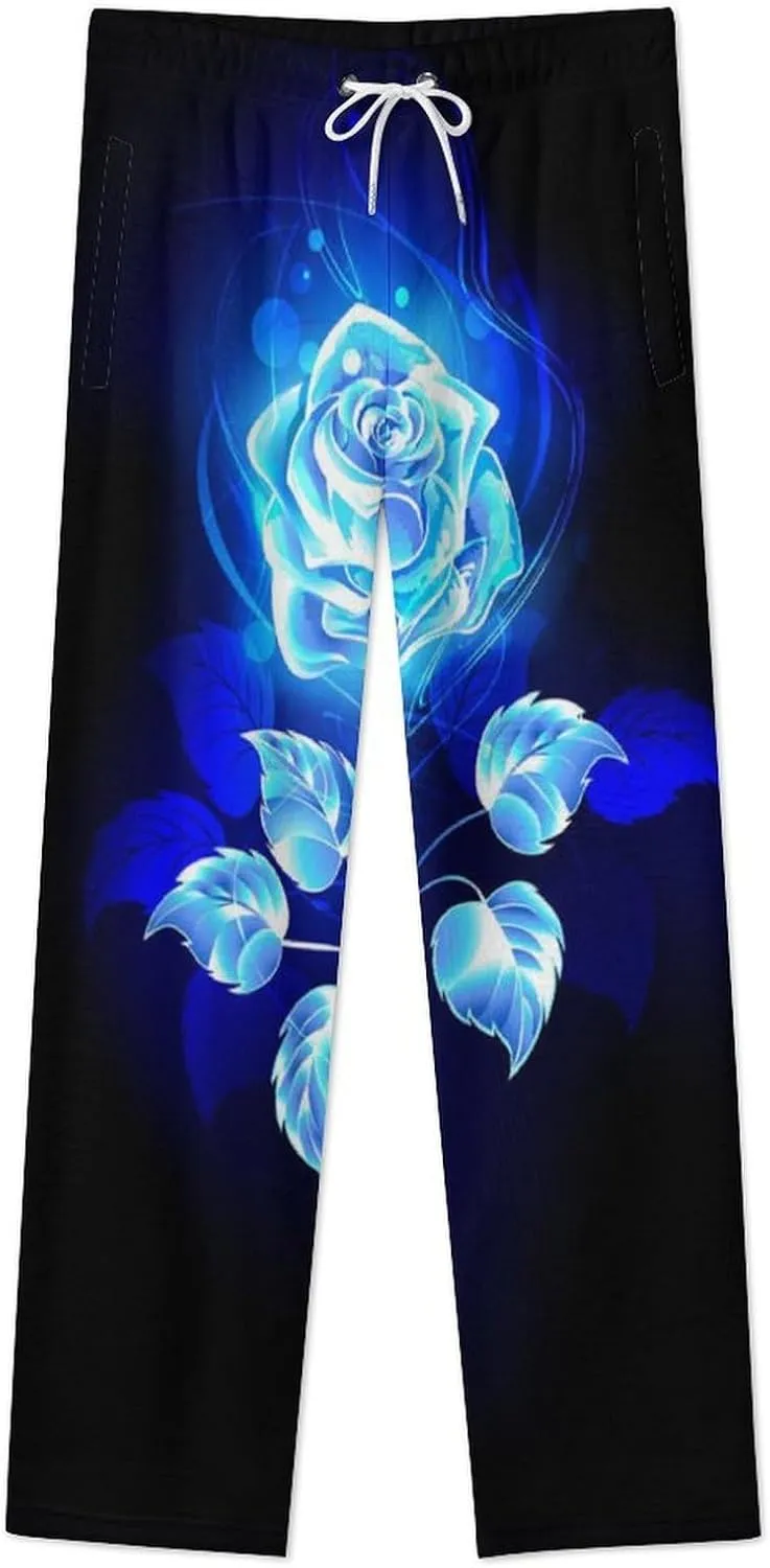 Burning Blue Rose Women's Flannel Pajama Pants Fleece Lounge Sleep Bottoms PJ