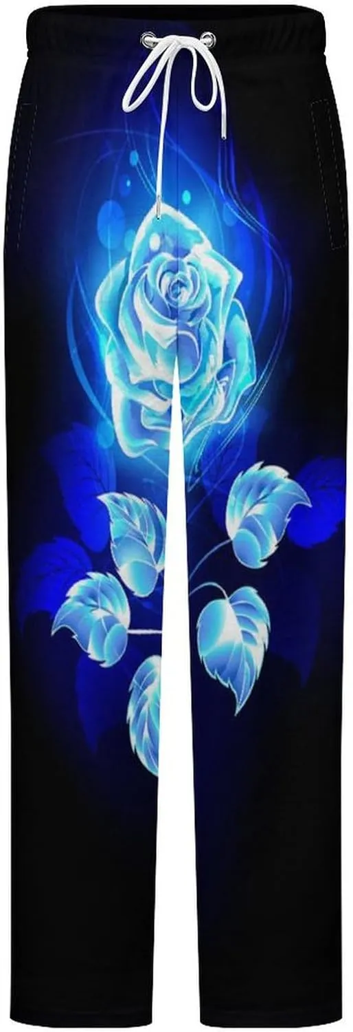 Burning Blue Rose Women's Flannel Pajama Pants Fleece Lounge Sleep Bottoms PJ