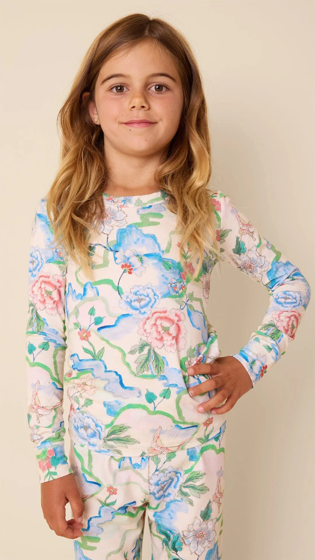 Butterfly Floral Kids Pima Knit Pajama