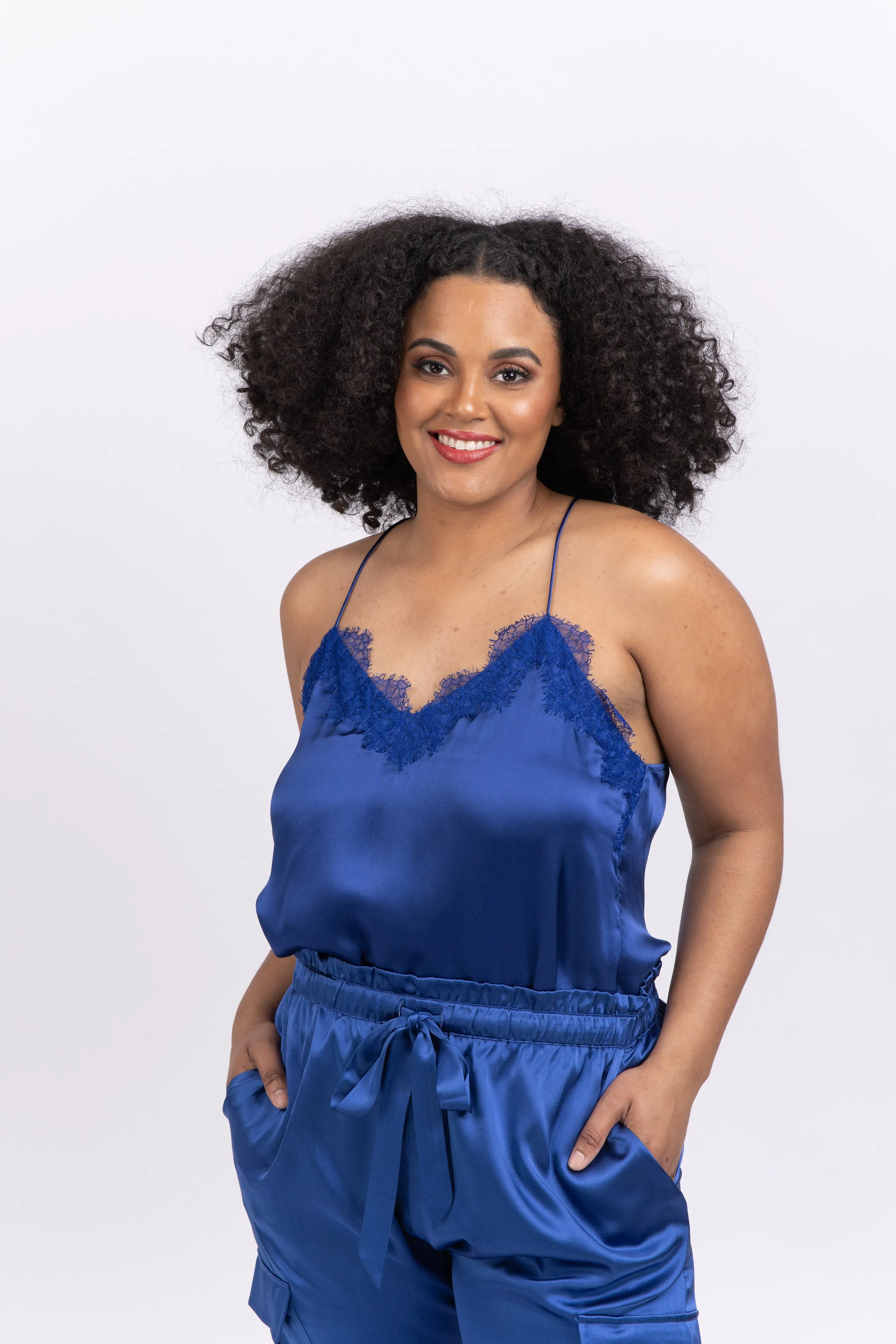 Cami NYC Racer Silk Camisole Neptune