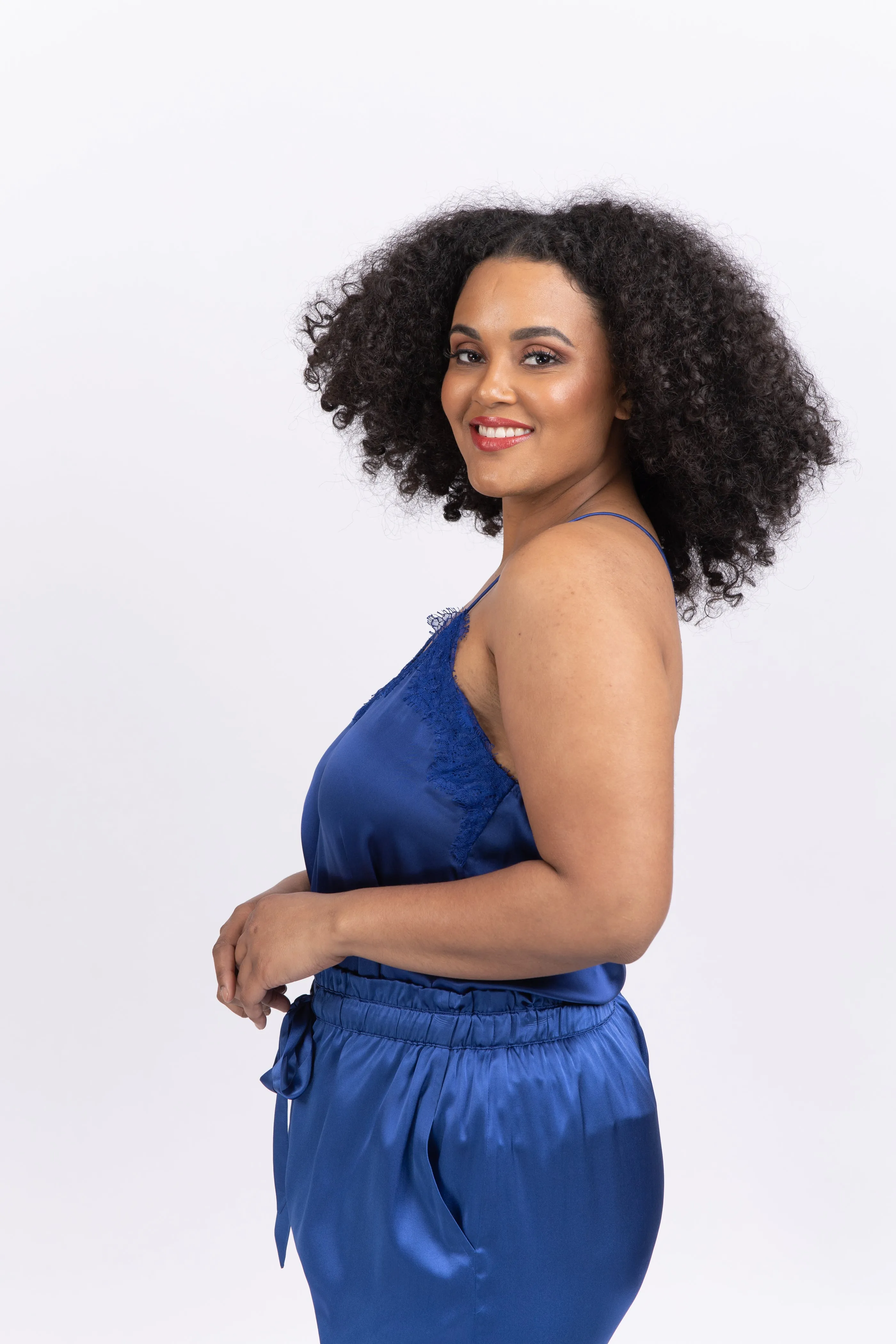 Cami NYC Racer Silk Camisole Neptune
