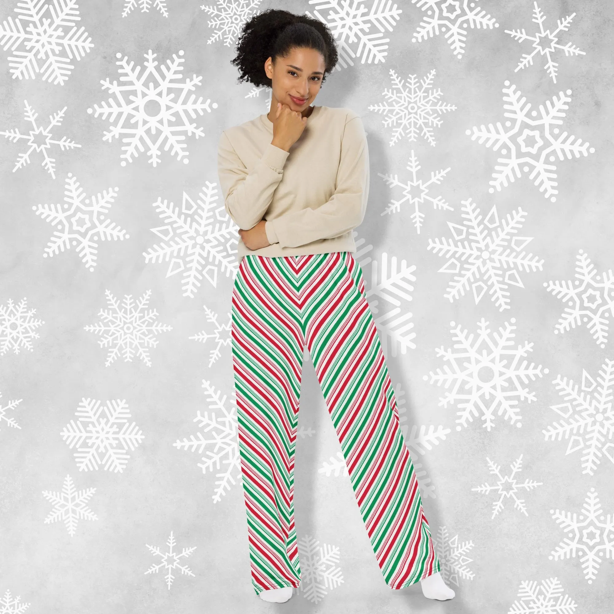 Candycane Stripes - Wide Leg Lounge Pants