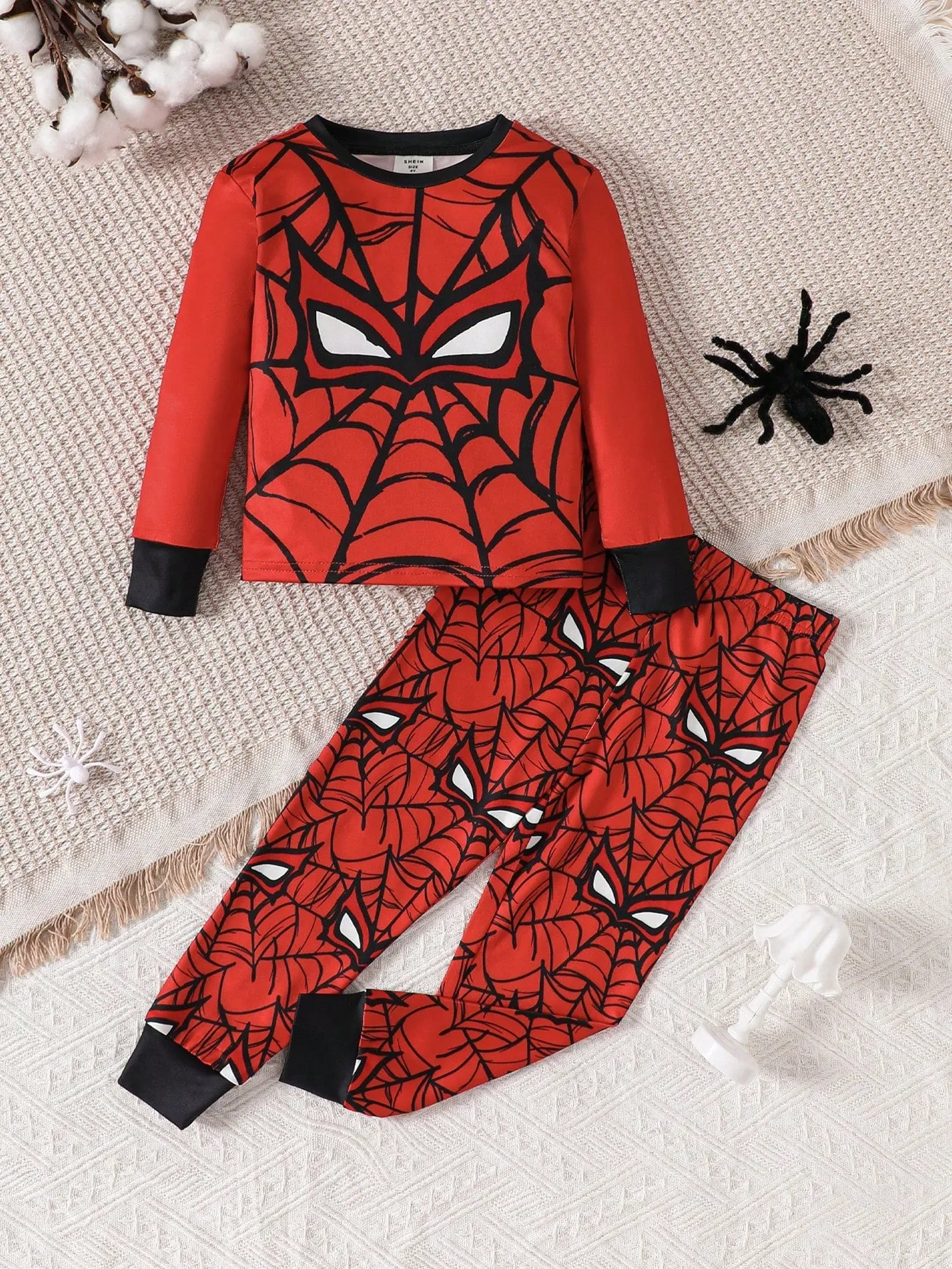 Cartoon pajamas|SHEIN Young Boy Cartoon Pajamas Set, Long Sleeve Top And Pants