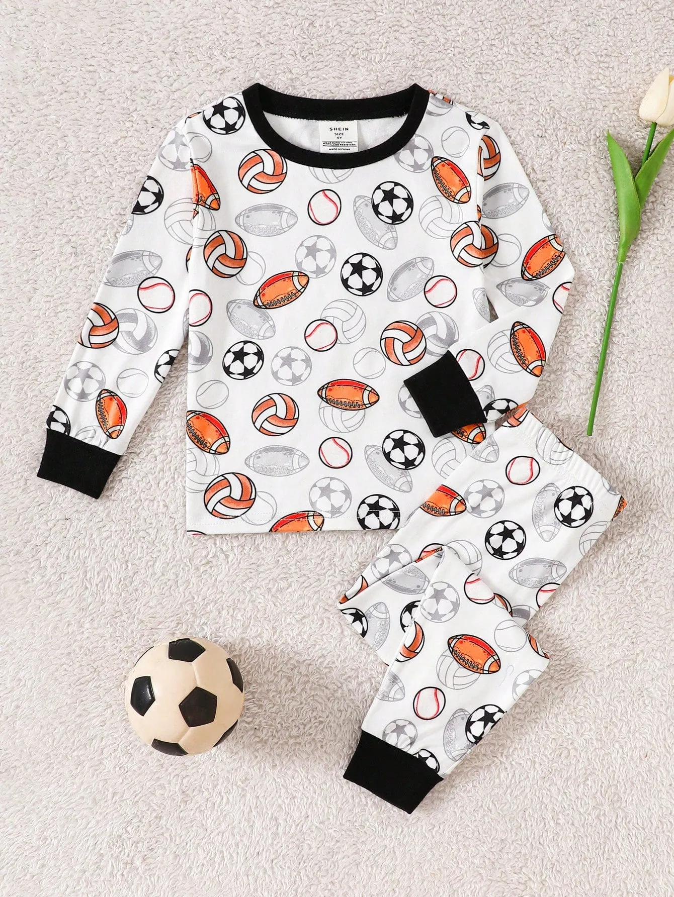 Cartoon pajamas|SHEIN Young Boy Cartoon Pajamas Set, Long Sleeve Top And Pants