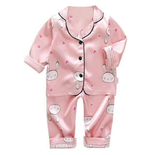 Cartoon Satin Pajamas Set