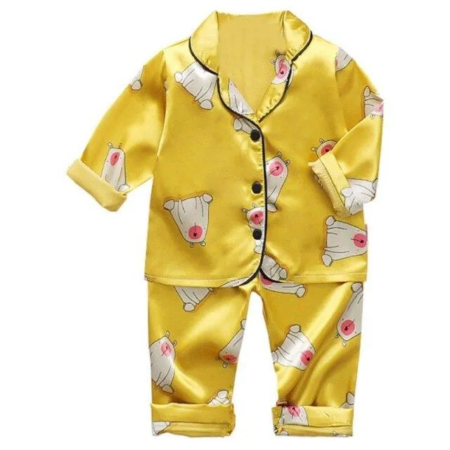 Cartoon Satin Pajamas Set