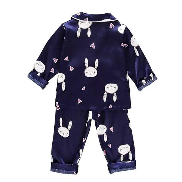 Cartoon Satin Pajamas Set
