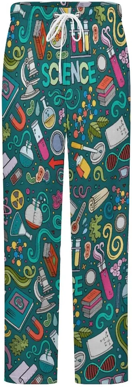 Cartoon Science Women's Flannel Pajama Pants Fleece Lounge Sleep Bottoms PJ
