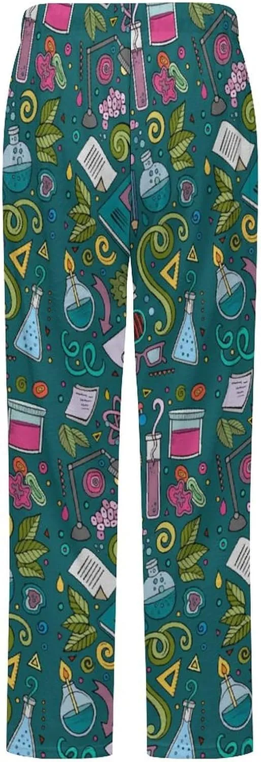 Cartoon Science Women's Flannel Pajama Pants Fleece Lounge Sleep Bottoms PJ