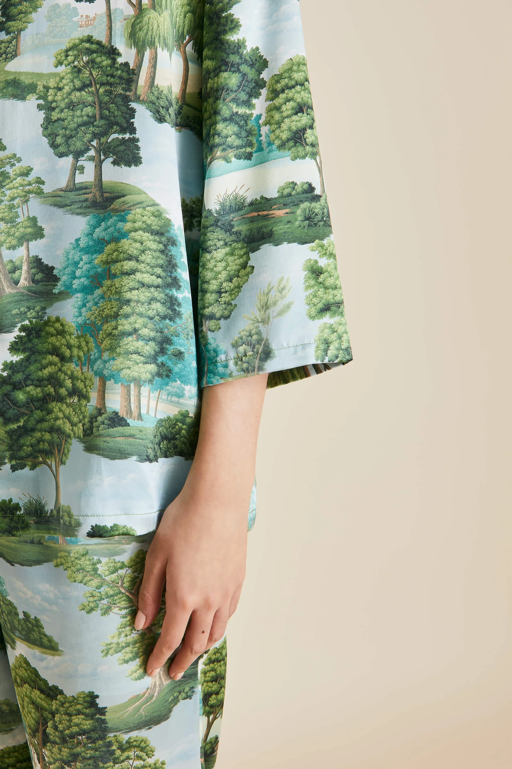 Casablanca Hyde Park Green Pajamas in Silk Satin