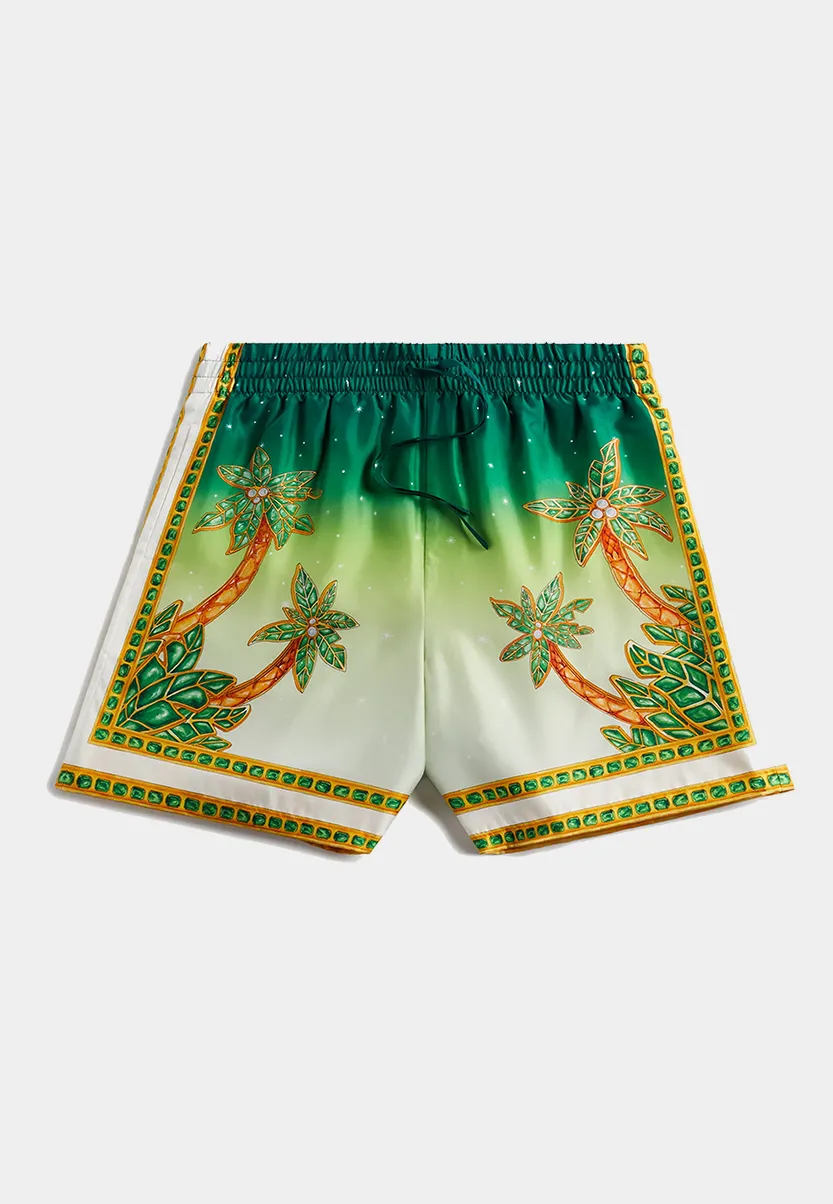 Casablanca Unisex Silk Shorts With Drawstrings Joyaux D'Afrique Green