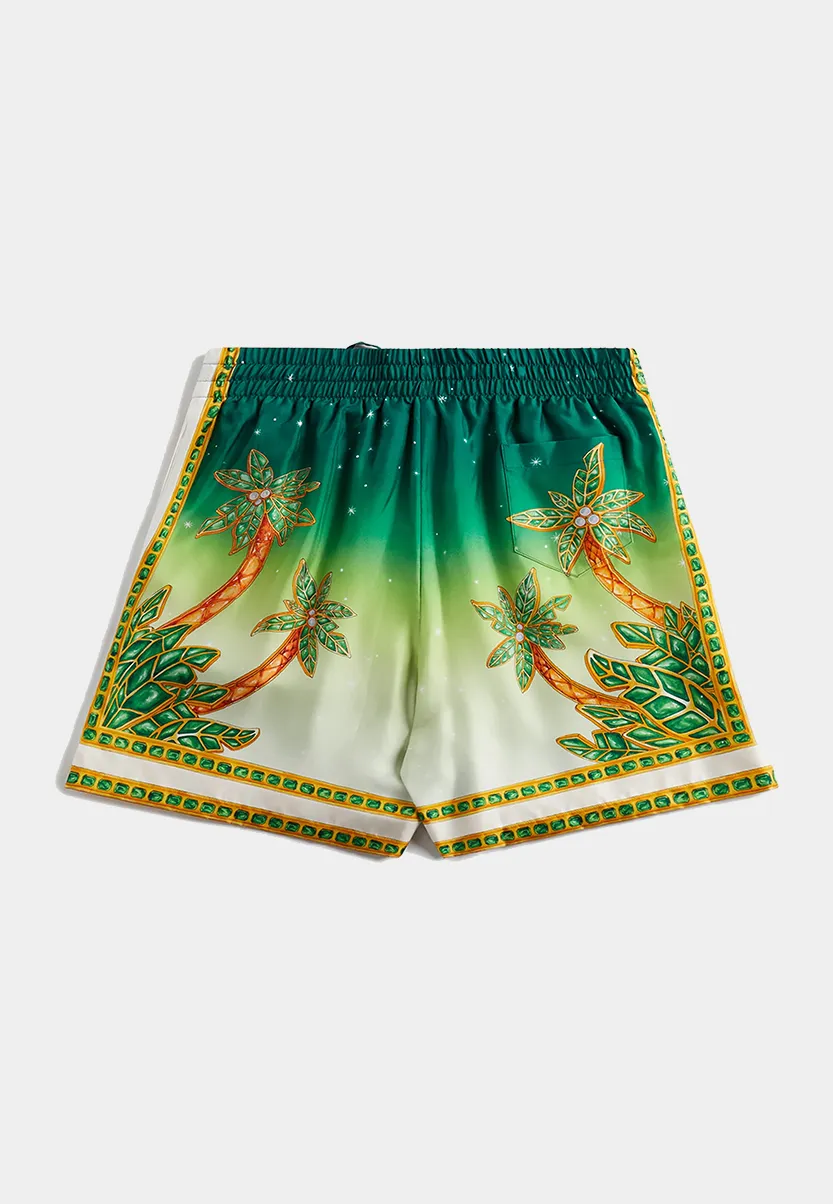 Casablanca Unisex Silk Shorts With Drawstrings Joyaux D'Afrique Green