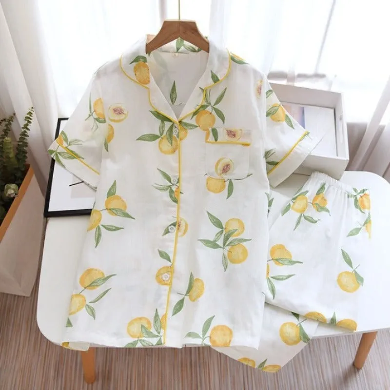 Casual Printed Sleeved Summer Pajamas