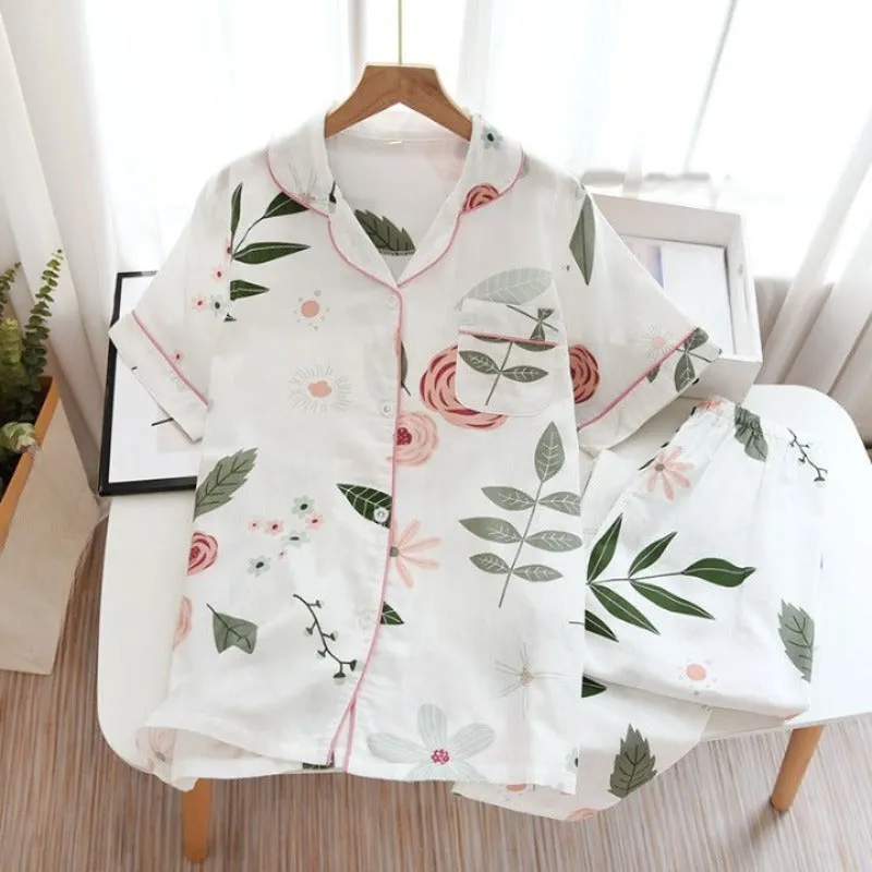 Casual Printed Sleeved Summer Pajamas