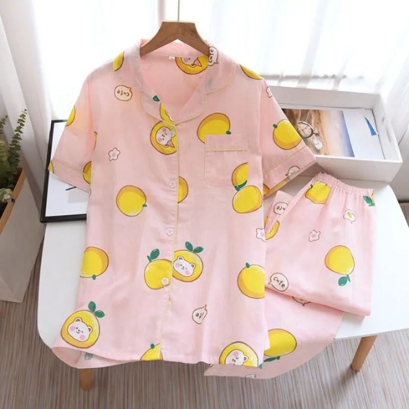 Casual Printed Sleeved Summer Pajamas