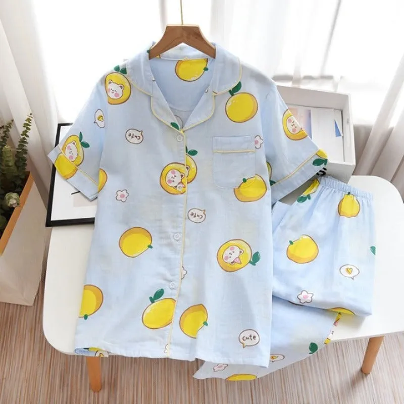 Casual Printed Sleeved Summer Pajamas