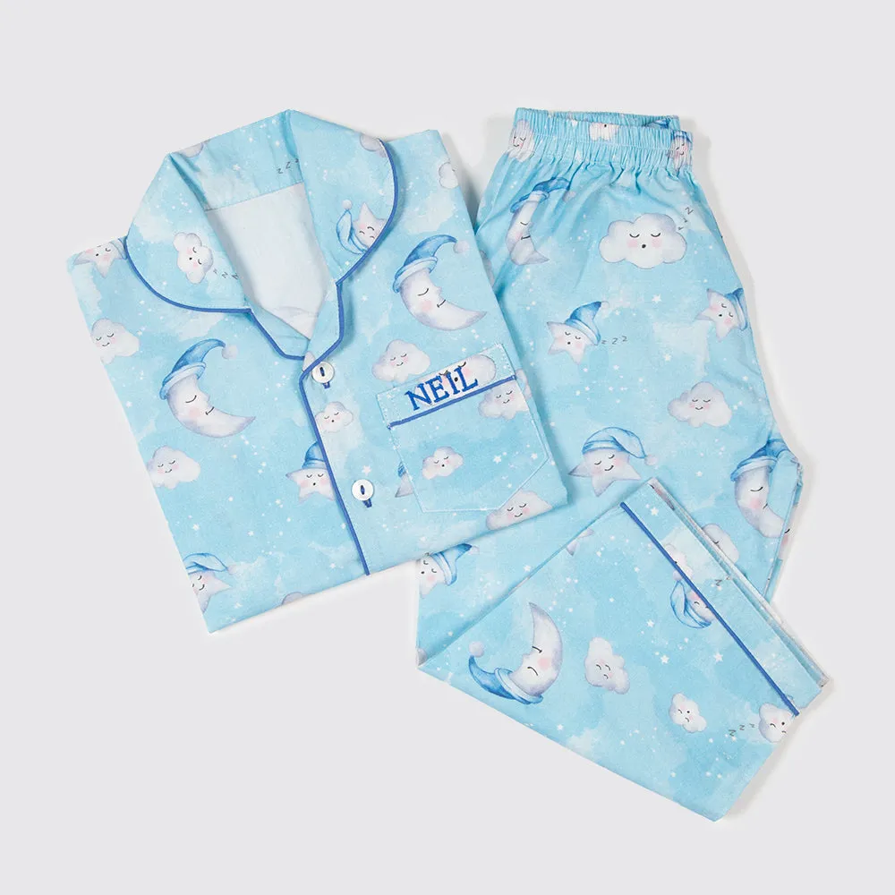 Celestial Blue Organic Pajama Set For Kids
