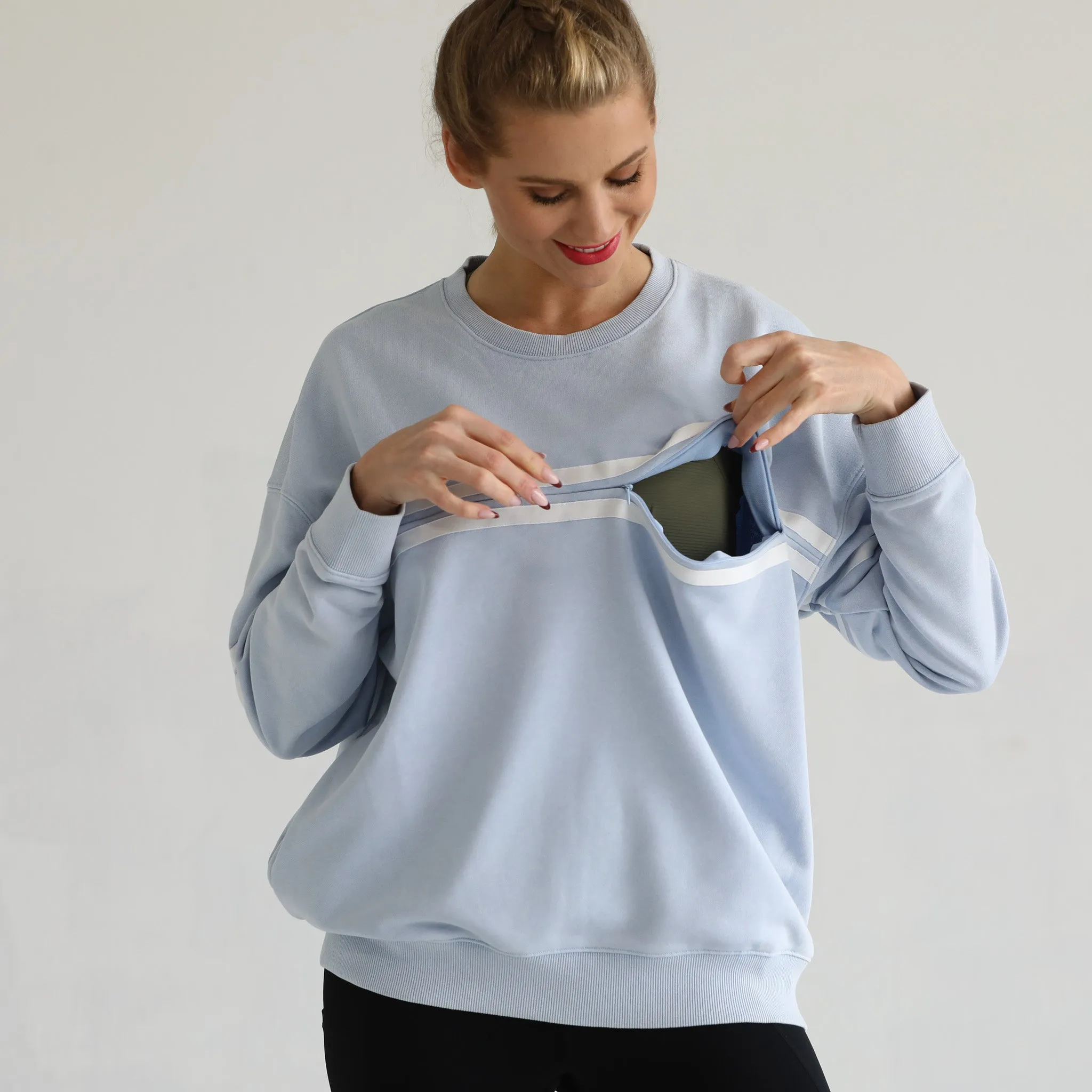 Celine Slouchy Nursing Pullover (Morning Haze)
