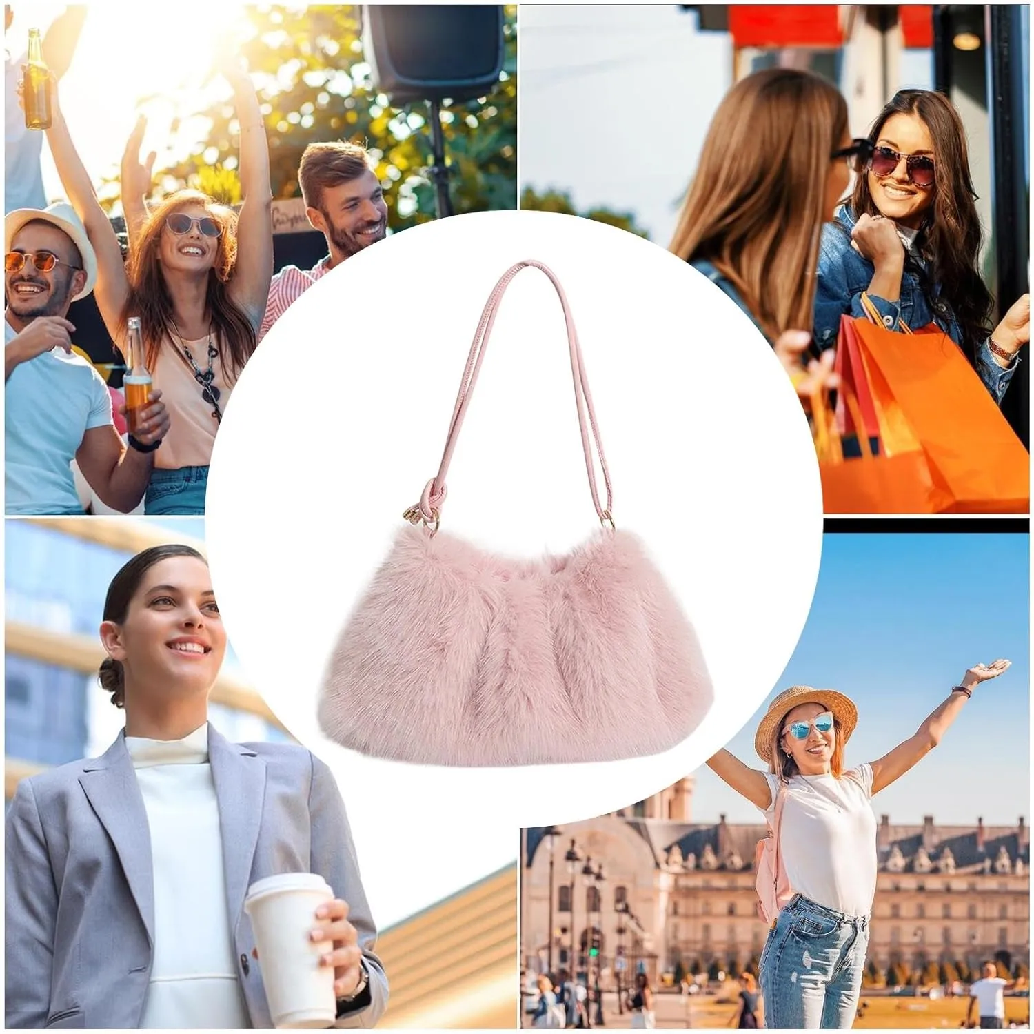Ceprznvey Shoulder Bag, Large Shoulder Bag, Multipurpose Satchel Bag, Portable Shoulder Bag, Large Capacity Plush Shoulder Bag for Work, and Everyday Use, Multipurpose Plush Satchel Bag for Commuting