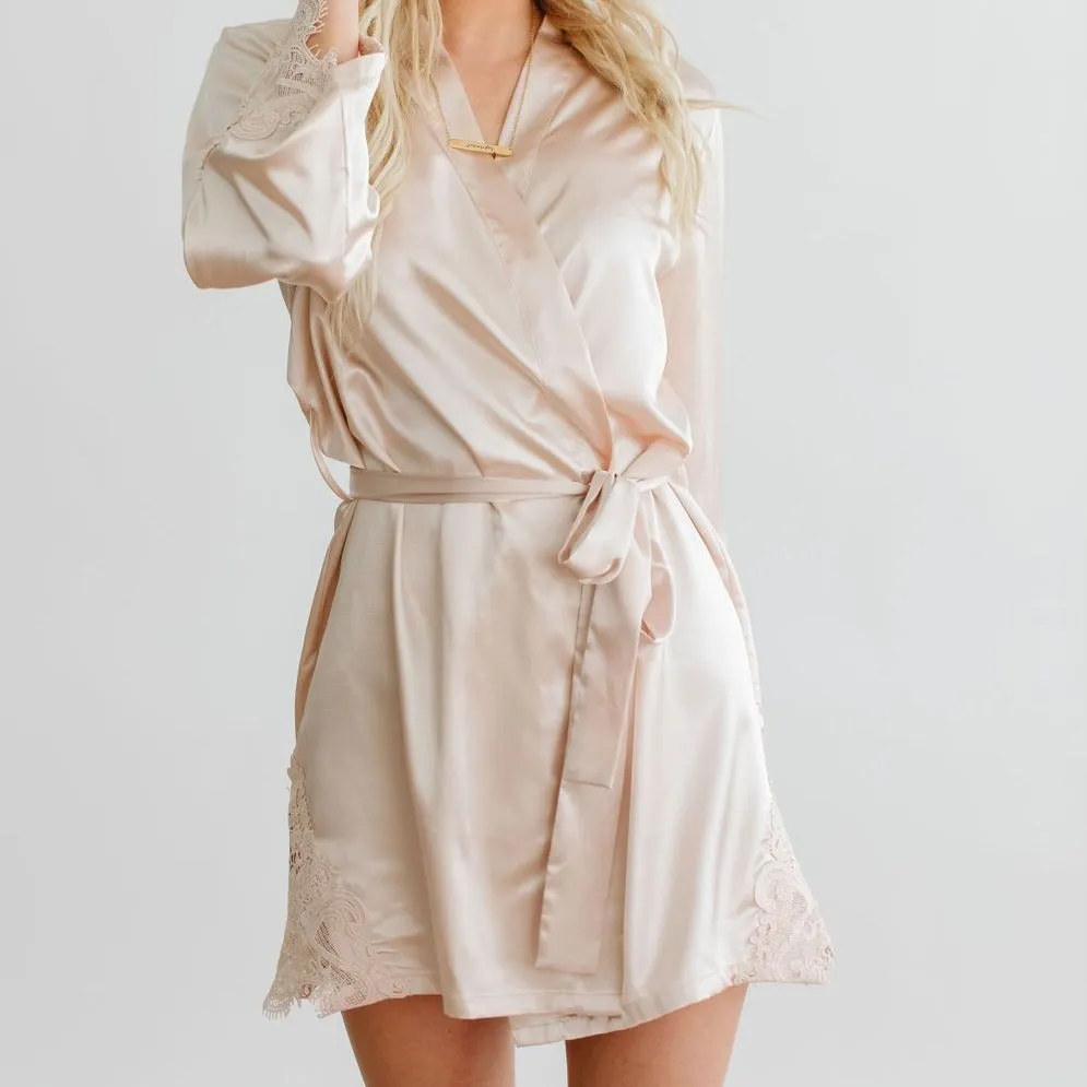 Champagne Satin Lace Robe
